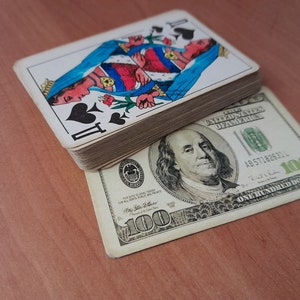 Baralho de cartas engraçado ucraniano, verso de cartas com imagem de dólares americanos, ícones fofos de moeda dos EUA, jogo de cartas soviético, baralho de 36 cartas, sem caixa