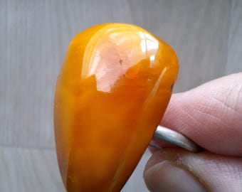 Vintage Orange Stone Ring: Large Yellow Retro Jewelry, Size 8 US, 56.5 EU