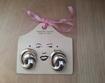 Silver Tone Clip On Earrings: Retro Italian Jewelry