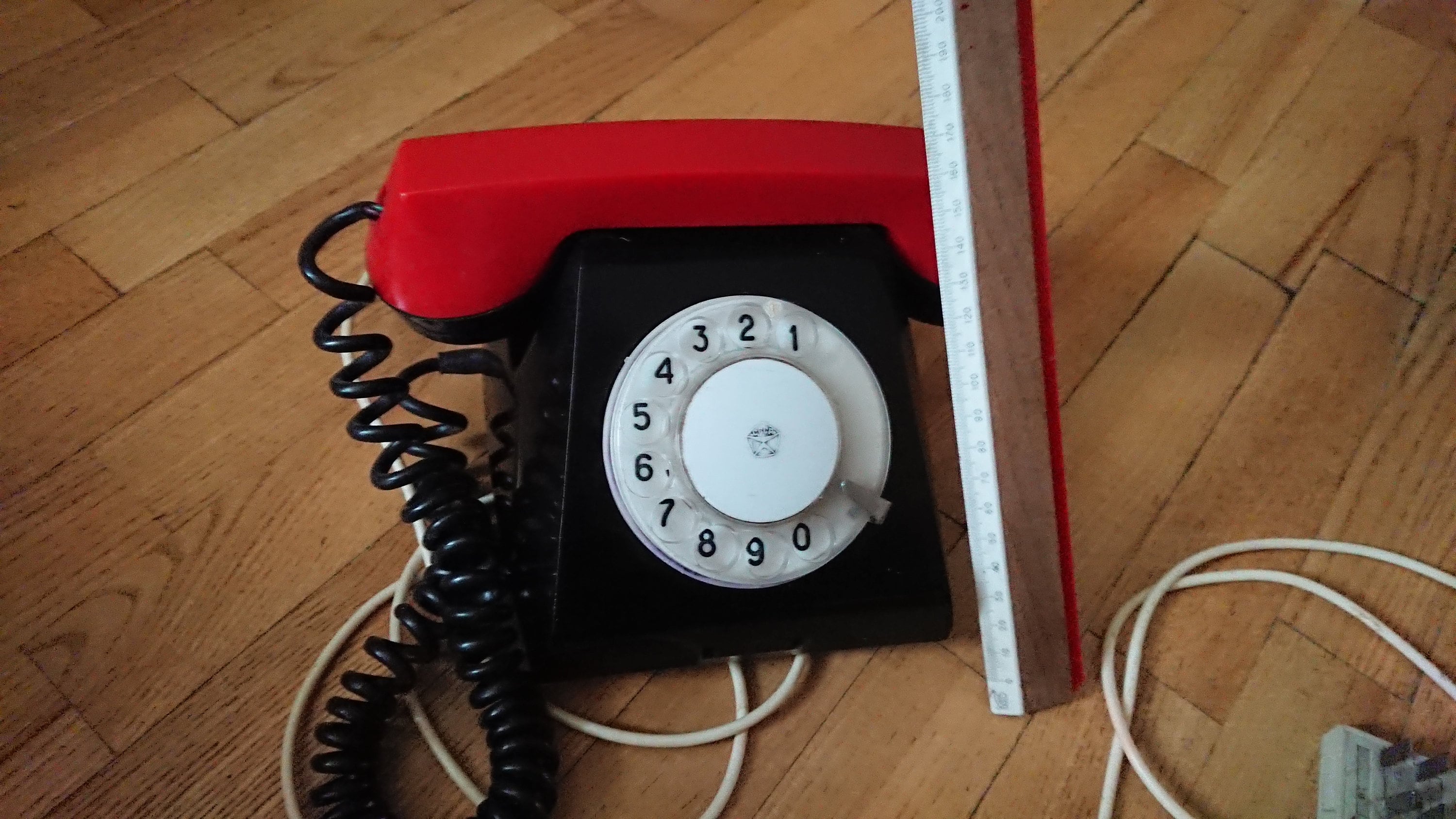 Vintage Soviet Rotary Phone, Dial Disc Telephone, Black and Red, Home ...