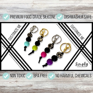 Leopard Print Silicone Bead Keychain • Keychain with Clip • Leopard Keychain • Leopard Print • Silicone Key Ring • Customized Keychain