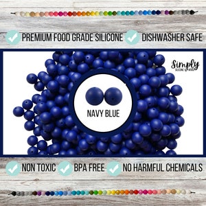 15mm Navy Blue Silicone Beads • Round Silicone Beads • Navy Blue Beads • Loose Beads • BPA Free Beads • Food Grade Beads • Sensory • DIY