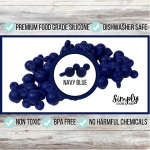 Mickey Mouse Silicone Beads • Minnie Mouse Silicone Beads • Blue Beads • BPA Free Beads • Food Grade Beads • 15mm Beads • Jewelry Making