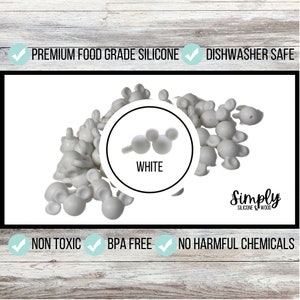 Mickey Mouse Silicone Beads • Minnie Mouse Silicone Beads • White Beads • BPA Free Beads • Food Grade Beads • 15mm Beads • Jewelry Making