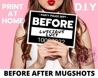 Voor tijdens na MUGSHOT Foto stand PRINTABLES politie misdaad line-up partij teken plezier Props verjaardagsfeestjes photobooth instant download DIY