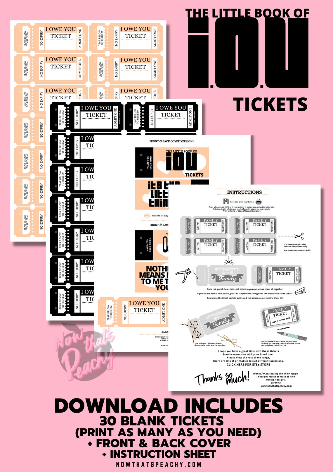 IOU Blank TICKET Voucher Book I Owe You Printable Digital - Etsy