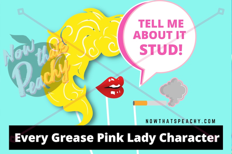 Greaser theme Photo booth PRINTABLES Props Pink Ladies themed for Image 1