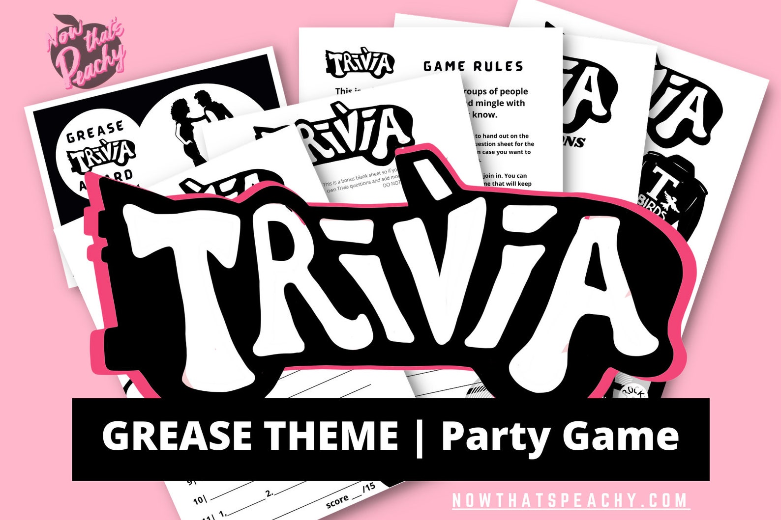 Grease Themed TRIVIA Game PRINTABLE. Grease Party Instant Etsy