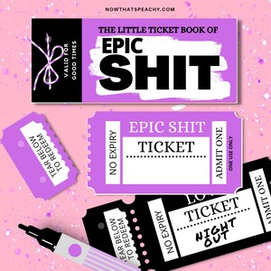 EPIC SHIT blanco TICKET Voucher Boek Afdrukbare Digitale Download Verjaardagsbonnen vriend vrouw man bf gf bff zus collega liefde cadeau pdf