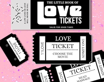 LOVE TICKET Voucher Book, Unisex Printable Download Valentines Day Anniversary coupons wife husband boyfriend girlfriend fun vday gift pdf