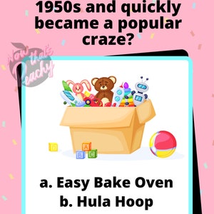 DINER 1950's Trivia Quiz Game Party PRINTABLE, for Rock'n'roll Soda Pop