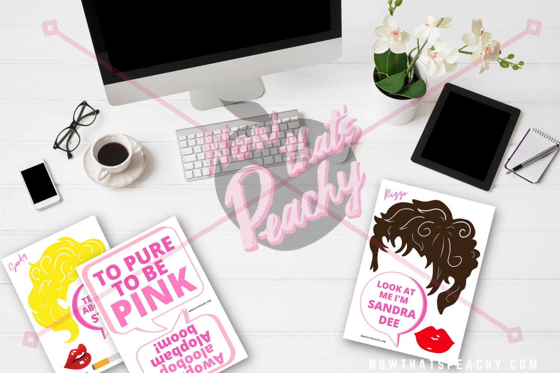 Grease Theme Photo Booth PRINTABLES Props Pink Ladies Themed Etsy