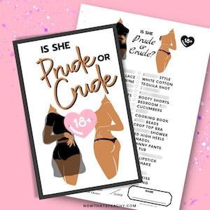 Is she a PRUDE or CRUDE GAME Ladies Night Printable Bachelorette Hens Party Sex Bridal Shower funny dirty x-rated this that Instant Download