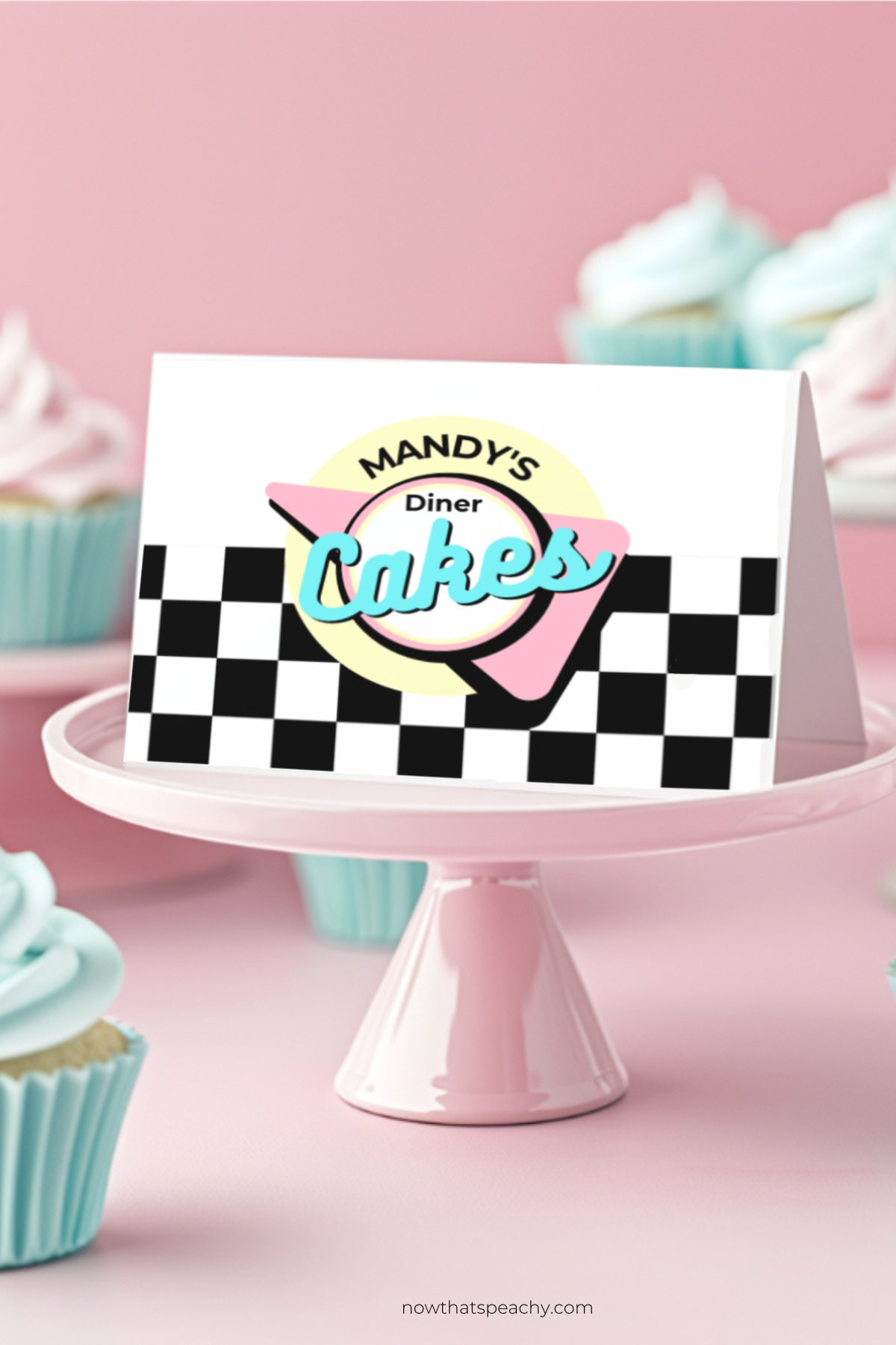 Editable DINER Tent Cards Template 50s Party PRINTABLE Rocknroll Sock ...