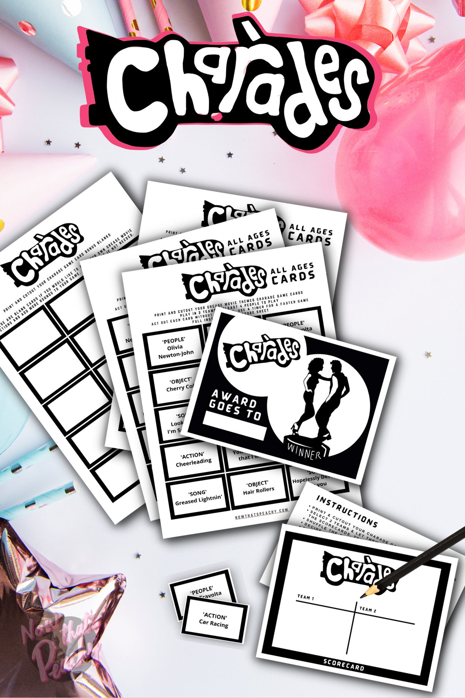 Grease Theme Charades Game PRINTABLE Grease Birthday Party Etsy Australia
