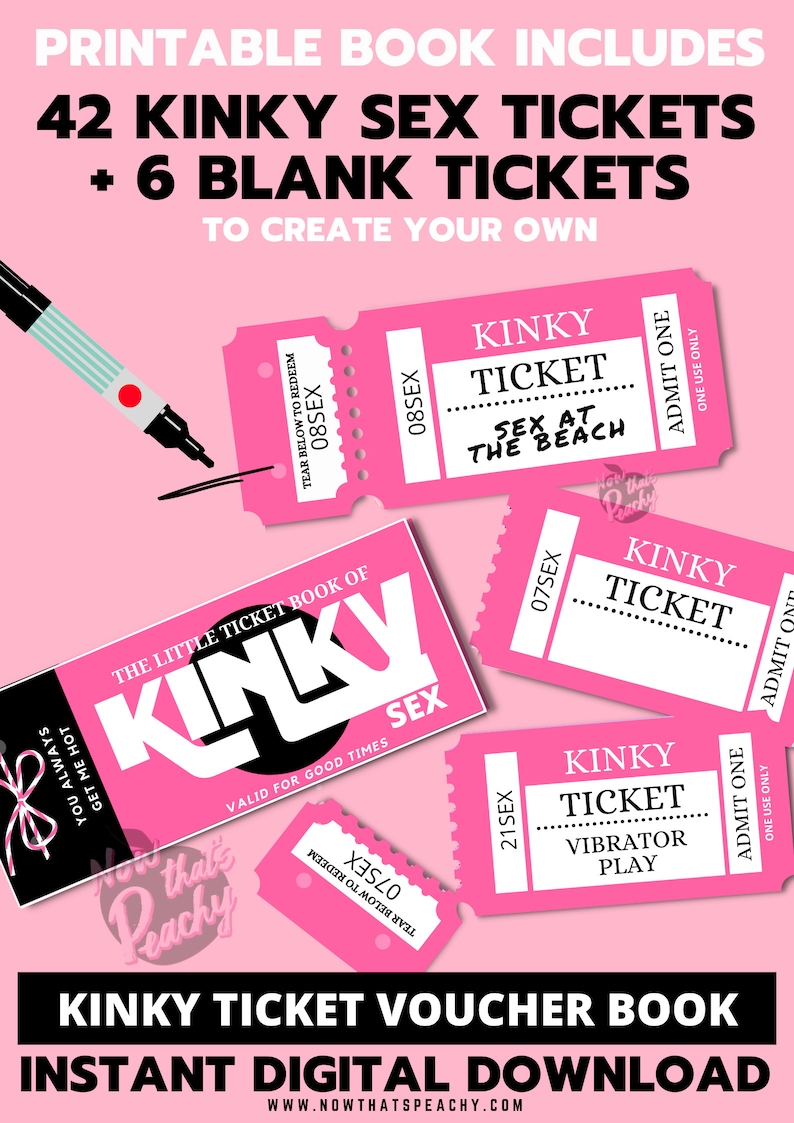 Kinky Sex Ticket Voucher Book Printable Download Valentines Day Anniversary Naughty Coupons 
