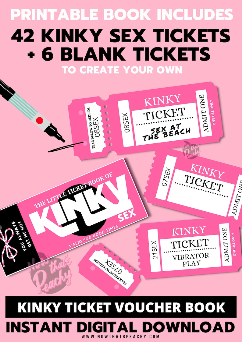 Kinky Sex Ticket Voucher Book Printable Download Valentines Day Anniversary Naughty Coupons