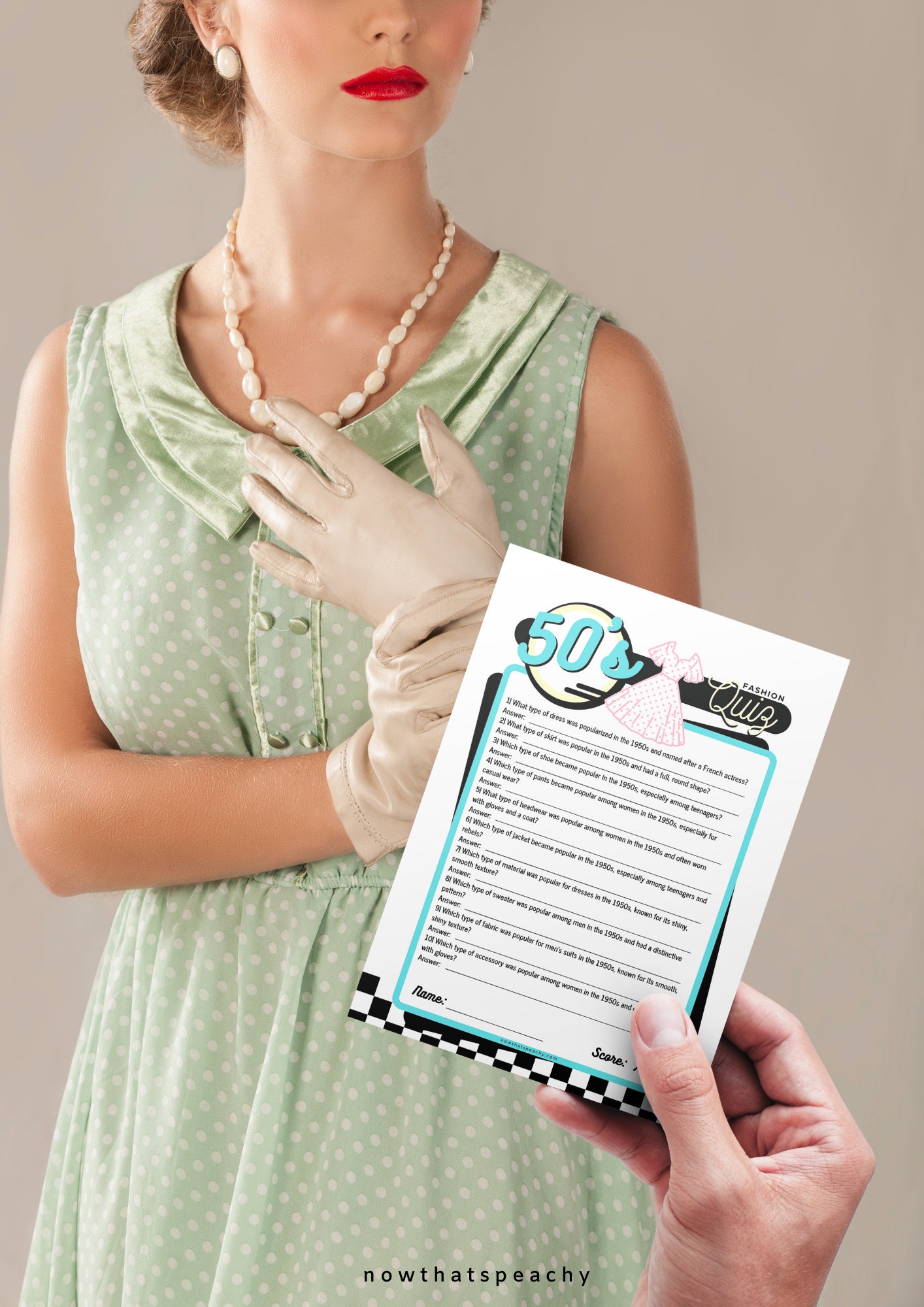 1950's Fashion Trivia Quiz Game Party PRINTABLE Diner Sock Hop Retro