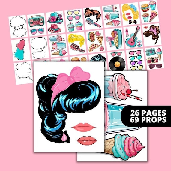 Sock Hop Theme Photo Booth PRINTABLES Props 1950s Diner Themed for