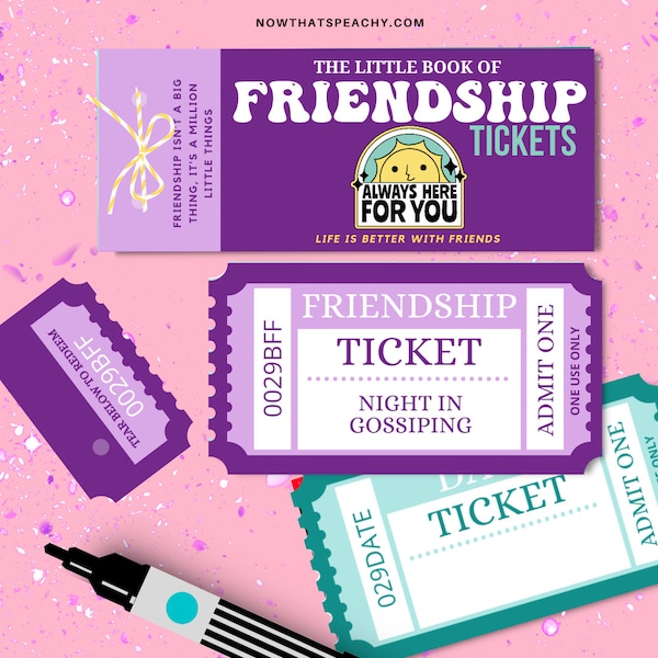 FRIENDSHIP TICKET Voucher Book Printable Download Anti Valentines Day coupons Best Friend BFF girlfriend love fun bestie gift Friends gifts