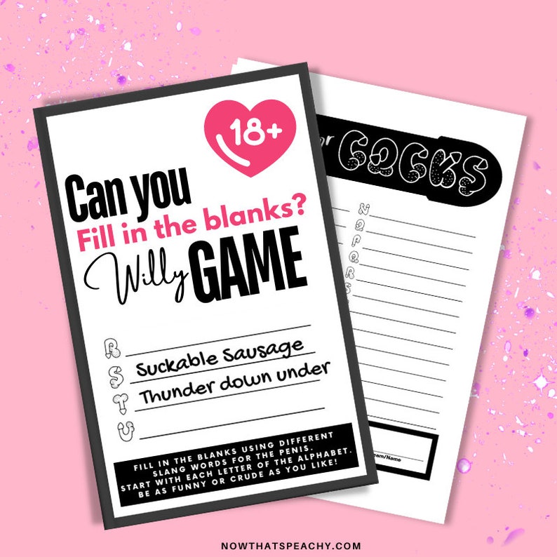 Penis Alphabet Name GAME Printable Instant Download Bachelorette Hen Party Gay Parties Quiz ...