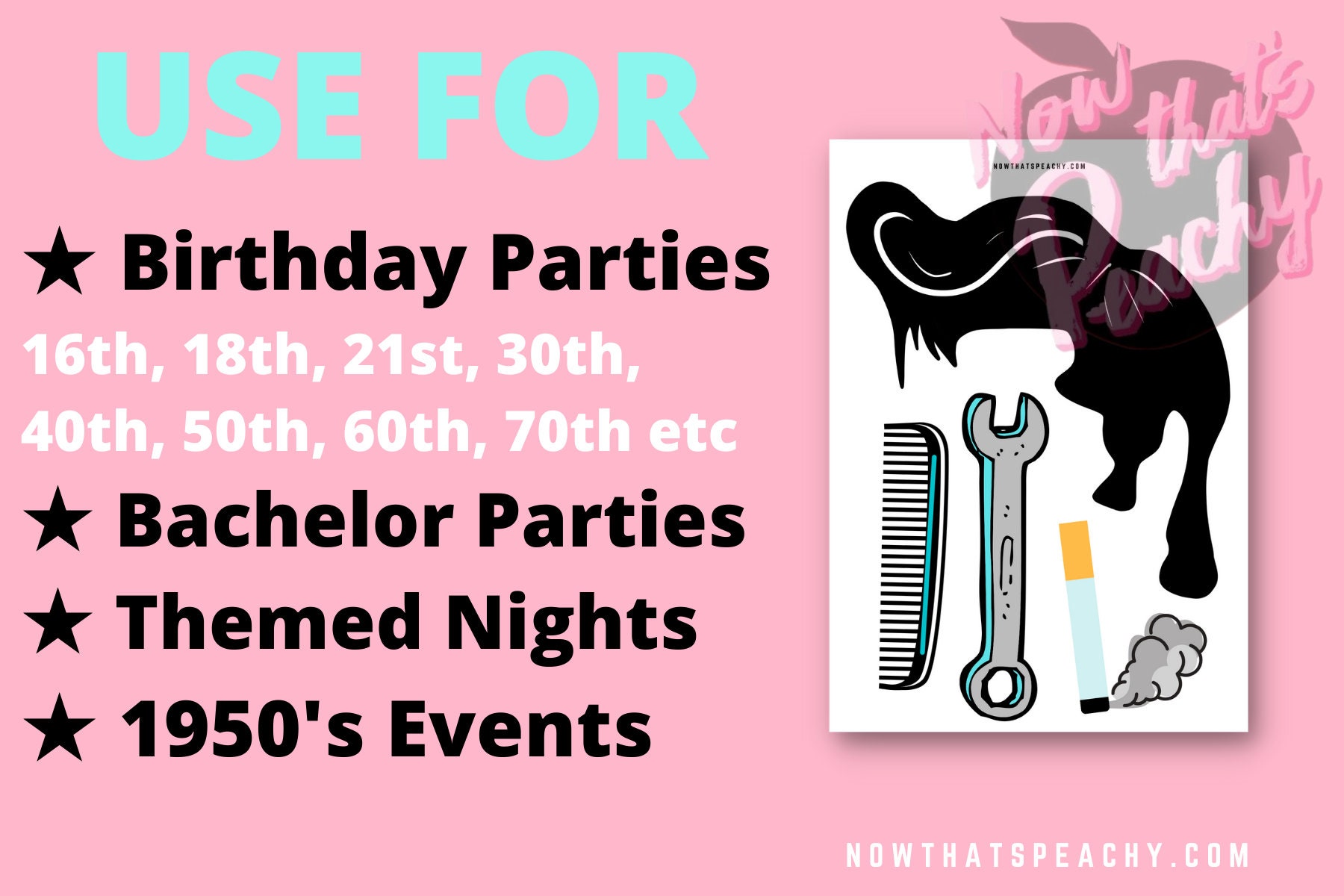 Greaser 1950s Themed Photobooth PROPS PRINTABLE Grease Party Etsy