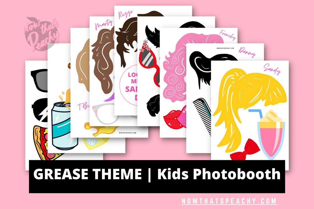 Greaser Theme PG Photo Booth PRINTABLES Props Pink Girls Themed for ...