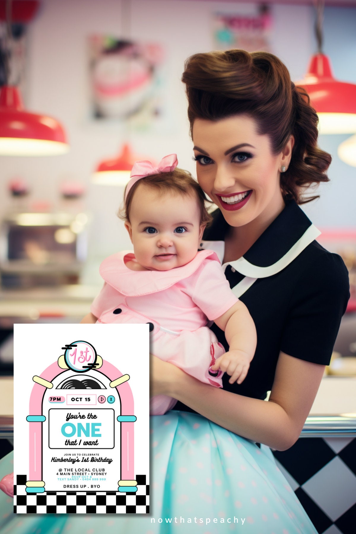 1st Birthday Diner Jukebox INVITE Rock'n'roll PRINTABLE Sock Hop Party ...