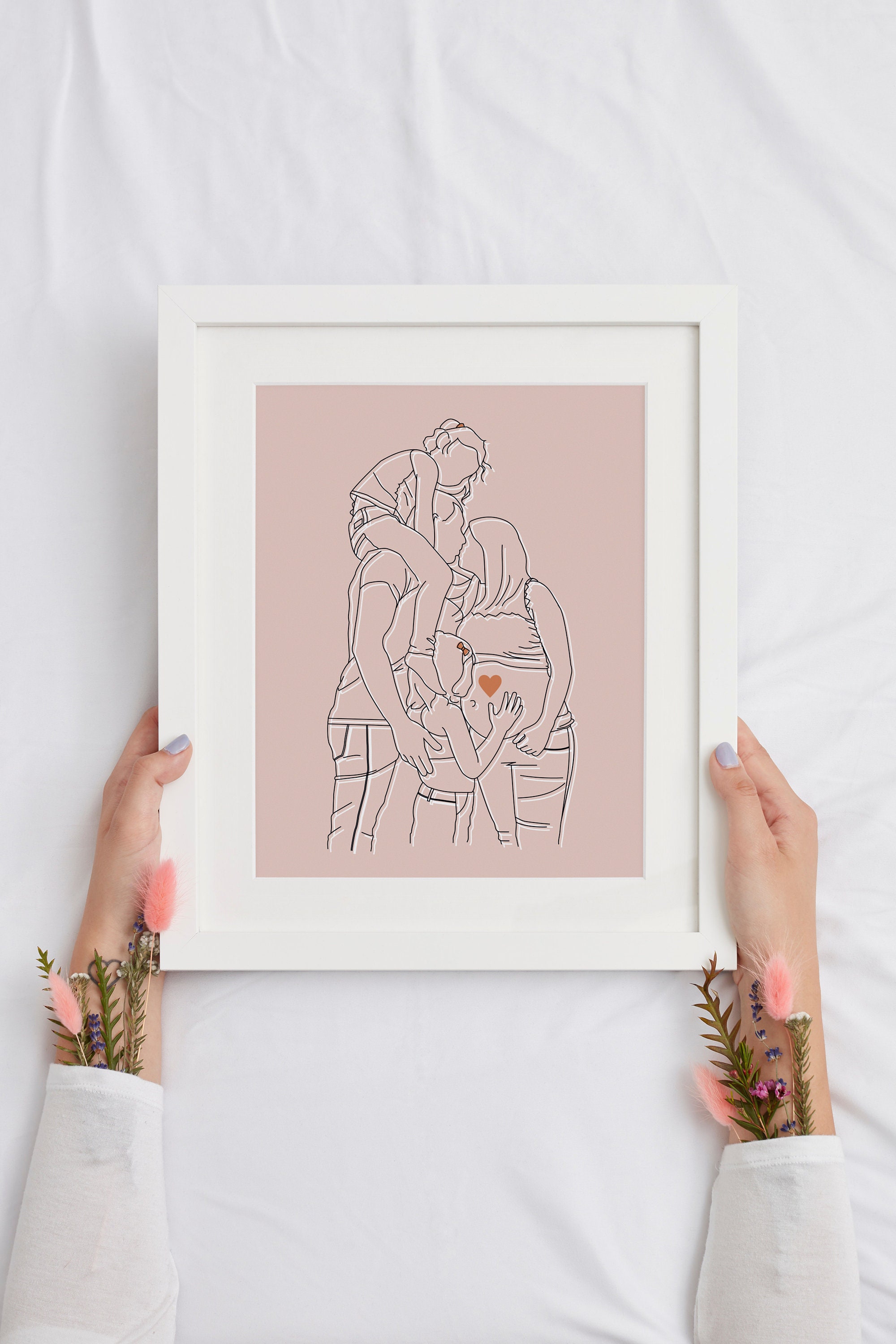 Illustration Personnalisée, Croquis de Photo Famille