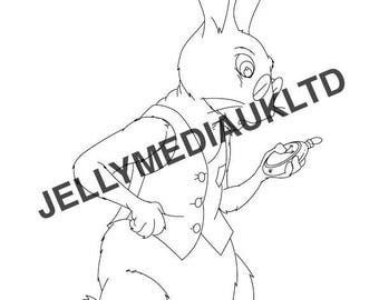 Weißes Kaninchen, Alice im Wunderland Stickmuster, digitaler Download