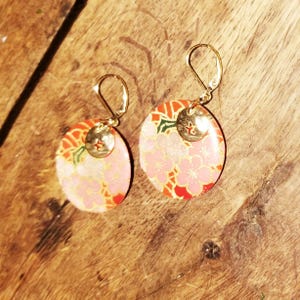 Boucles d'oreilles - papier japonais résiné