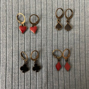 Brass Playing Card Symbol Earrings