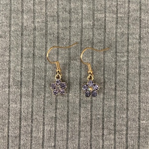 Purple Jeweled Flower Earrings