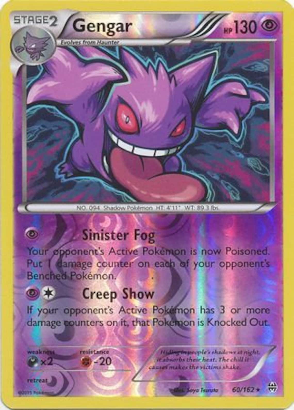 Gengar 60/162 Holo Rare Reverse Holo XY Breakthrough Etsy