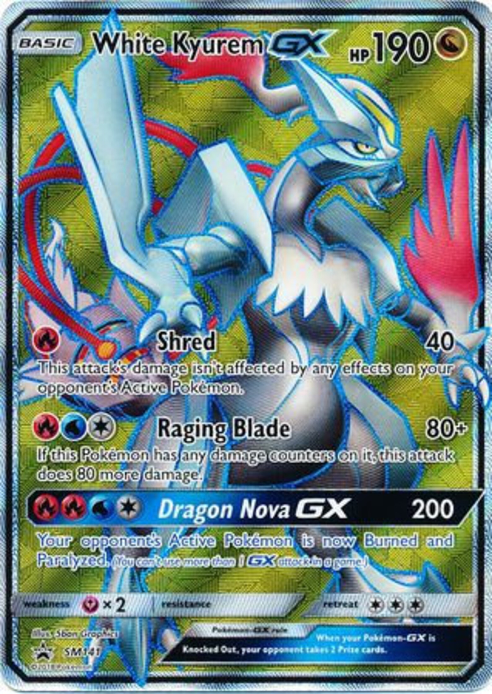 White Kyurem GX SM141 Full Art Promo Pokemon Sun & Moon Etsy