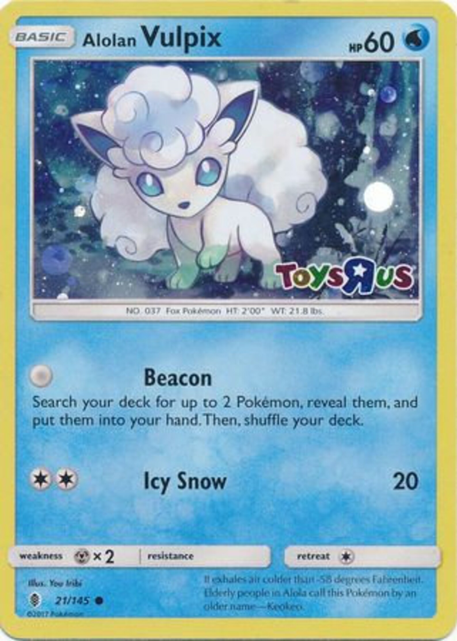 Alolan Vulpix 21/145 Toys R Us Promo Pokemon Toys R Us Etsy