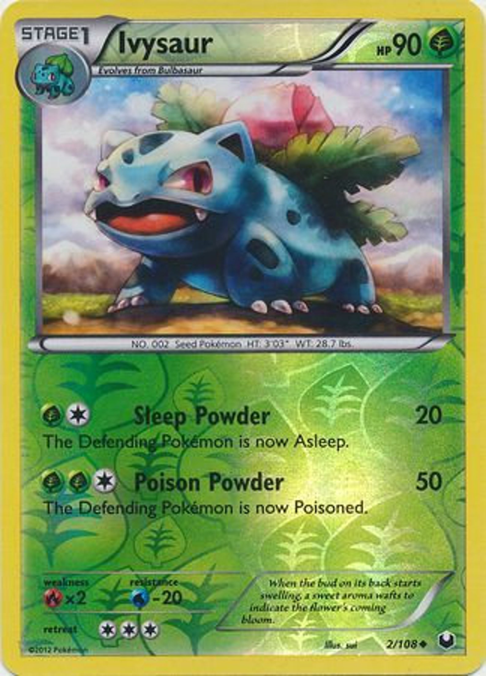 Ivysaur 2/108 Reverse Holo Black & White 5 Dark Etsy