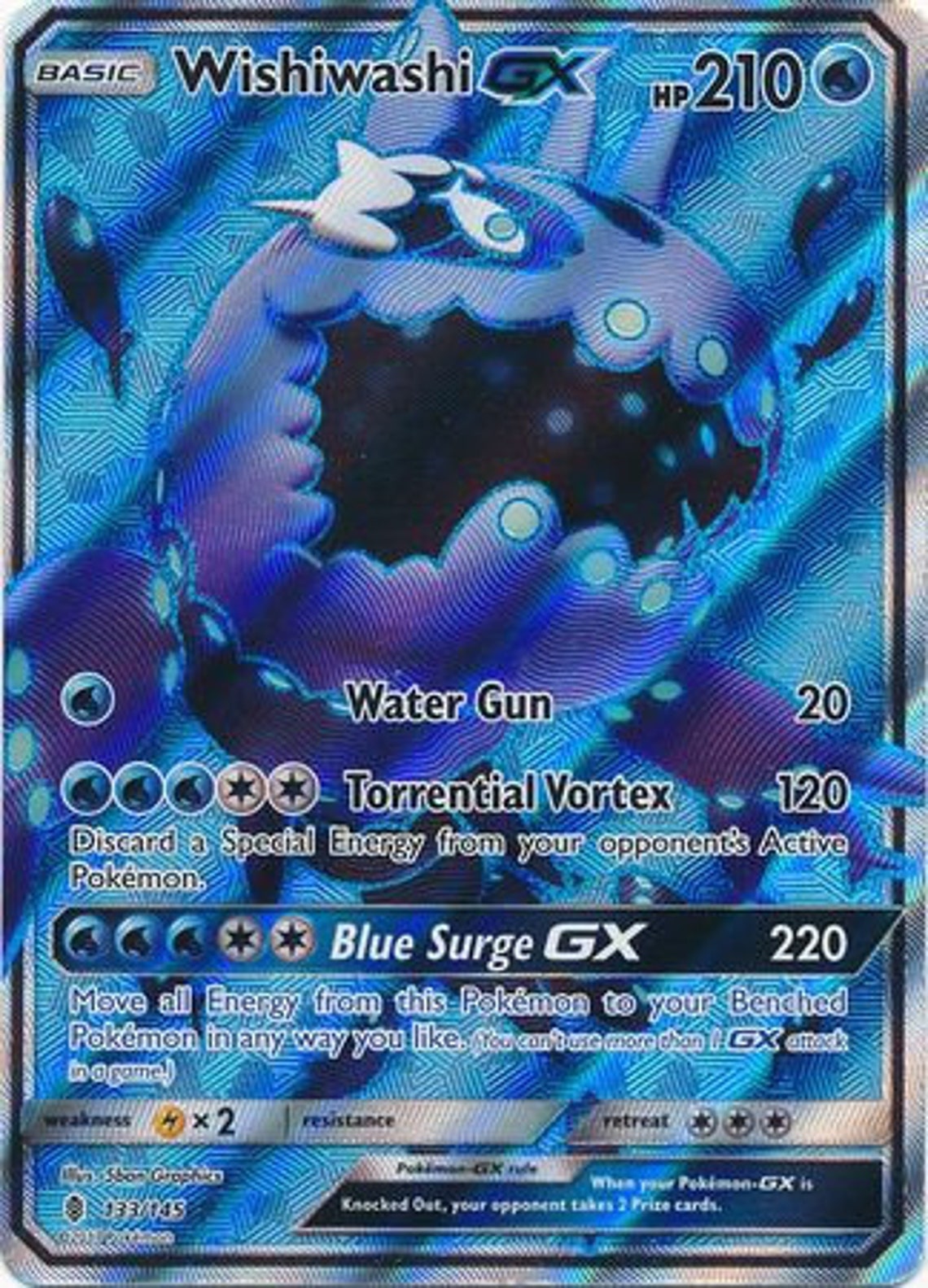Wishiwashi GX 133/145 Full Art Ultra Rare Sun & Moon Etsy