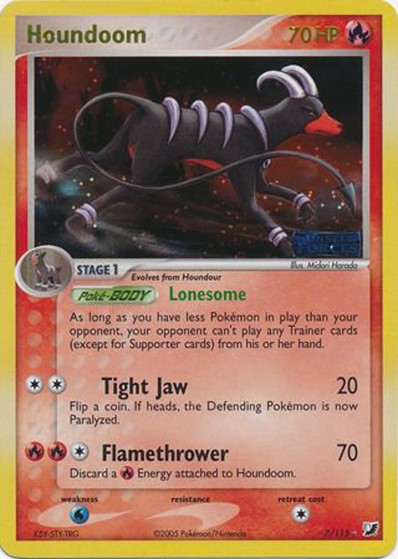Houndoom 7/115 Holo Rare Reverse Holo Ex Unseen Forces Etsy