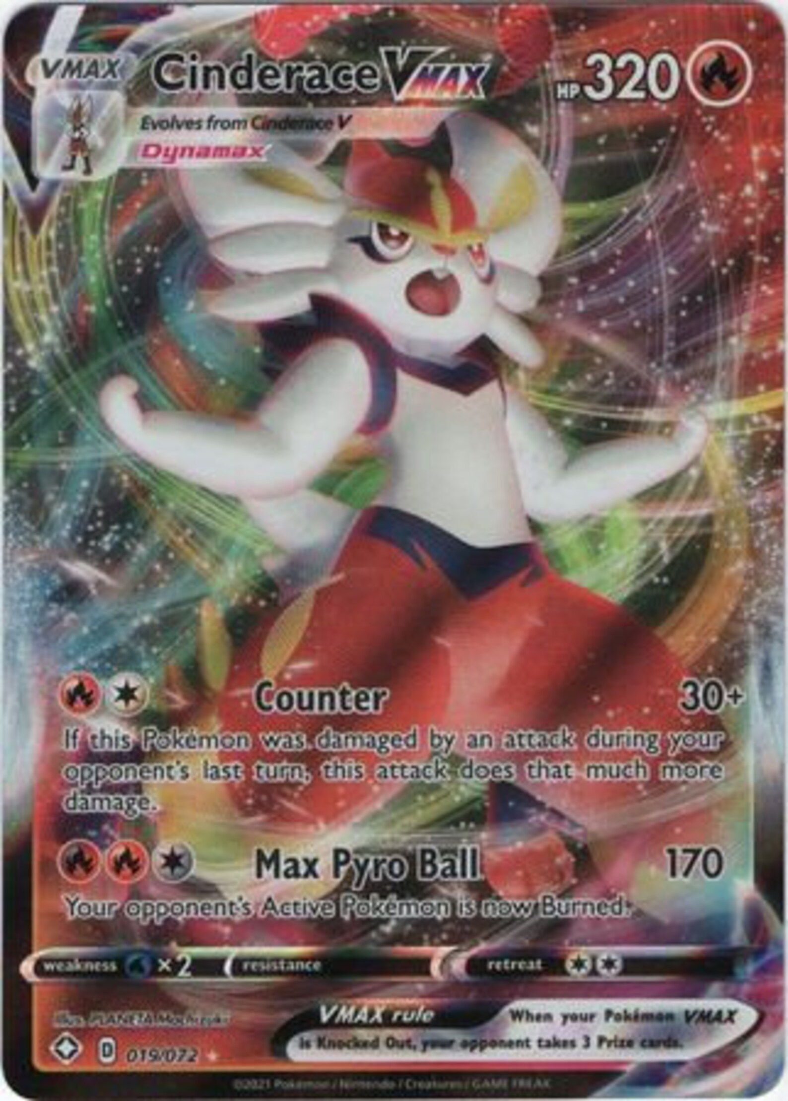 Cinderace VMAX 19/72 Ultra Rare Shining Fates Singles | Etsy