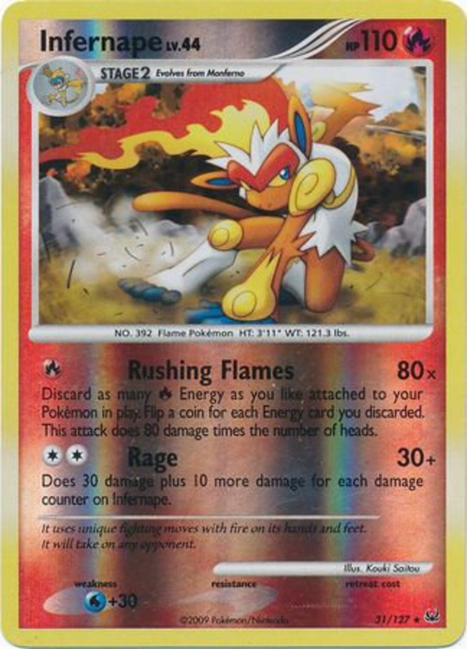 Infernape 31/127 Rare Reverse Holo Platinum Base Set Etsy