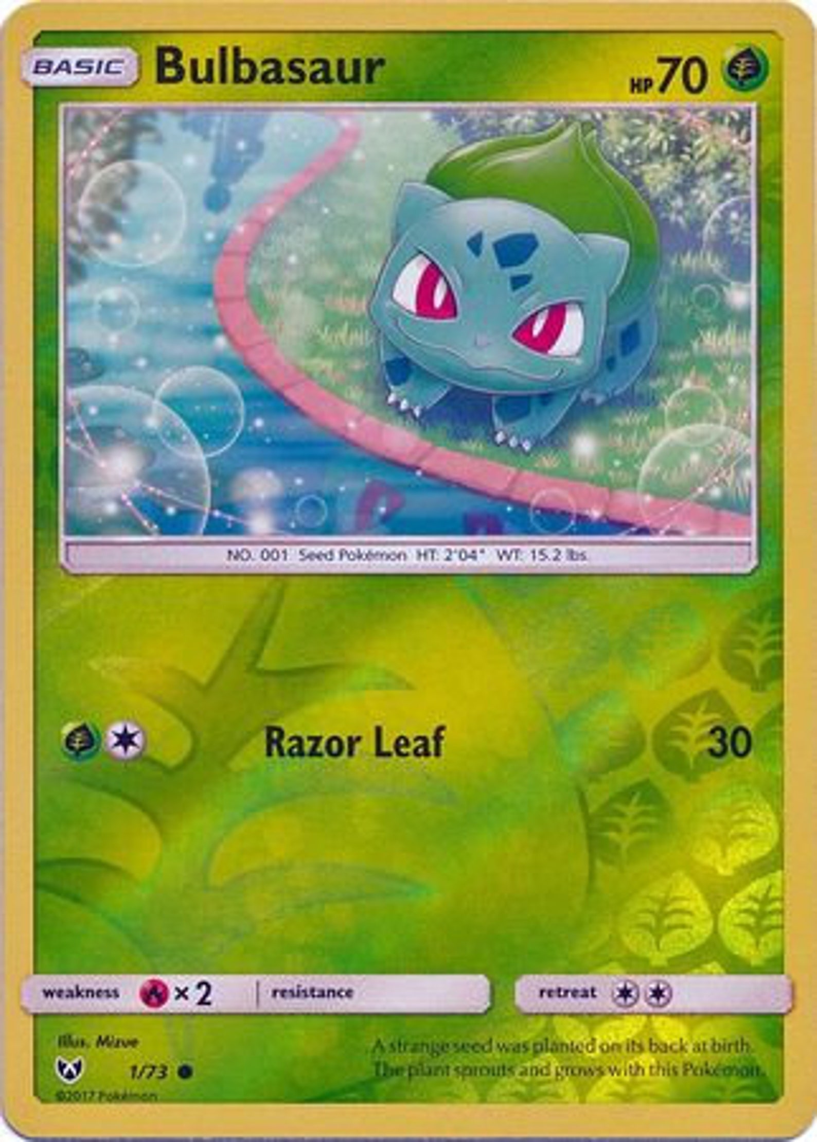 Bulbasaur 1/73 Common Reverse Holo Sun & Moon Shining Etsy