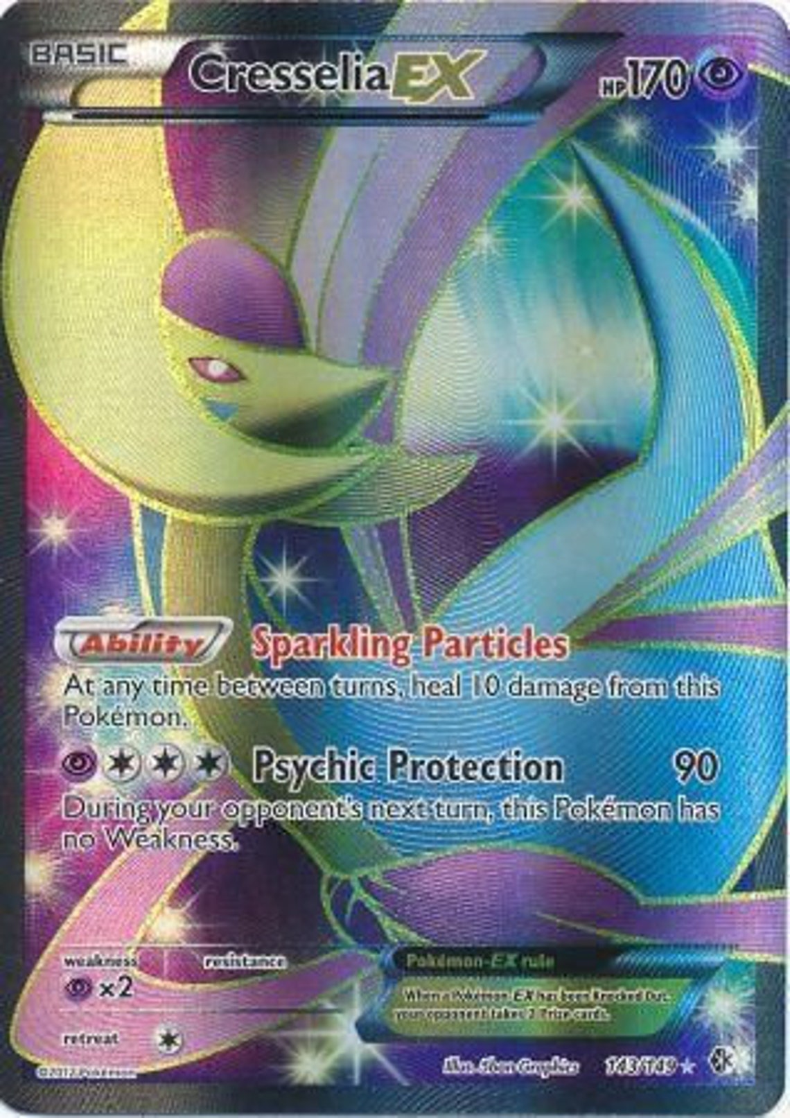 Cresselia EX 143/149 Full Art Ultra Rare Black & White 7 Etsy