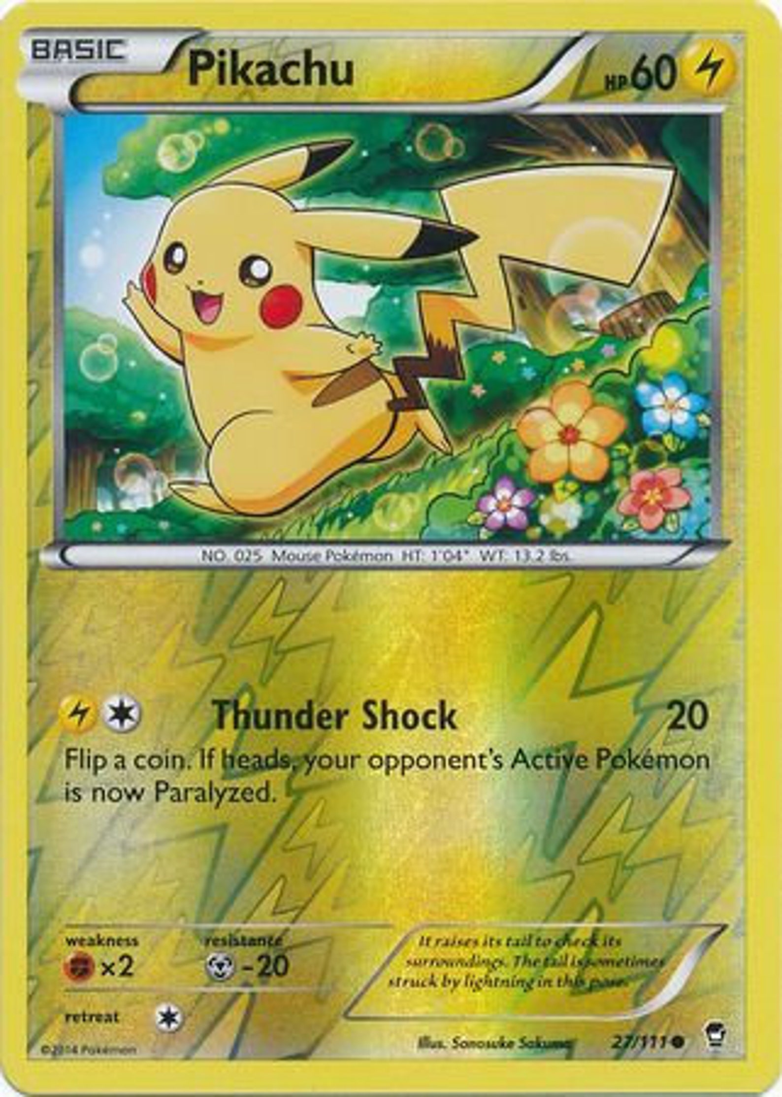 Pikachu 27/111 Common Reverse Holo XY Furious Fists Etsy