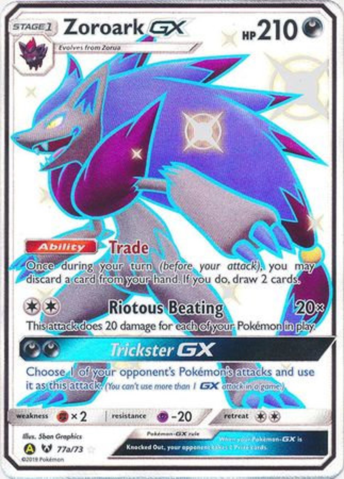 Zoroark GX 77a/73 Shiny Promo Pokemon Sun & Moon Promos Etsy