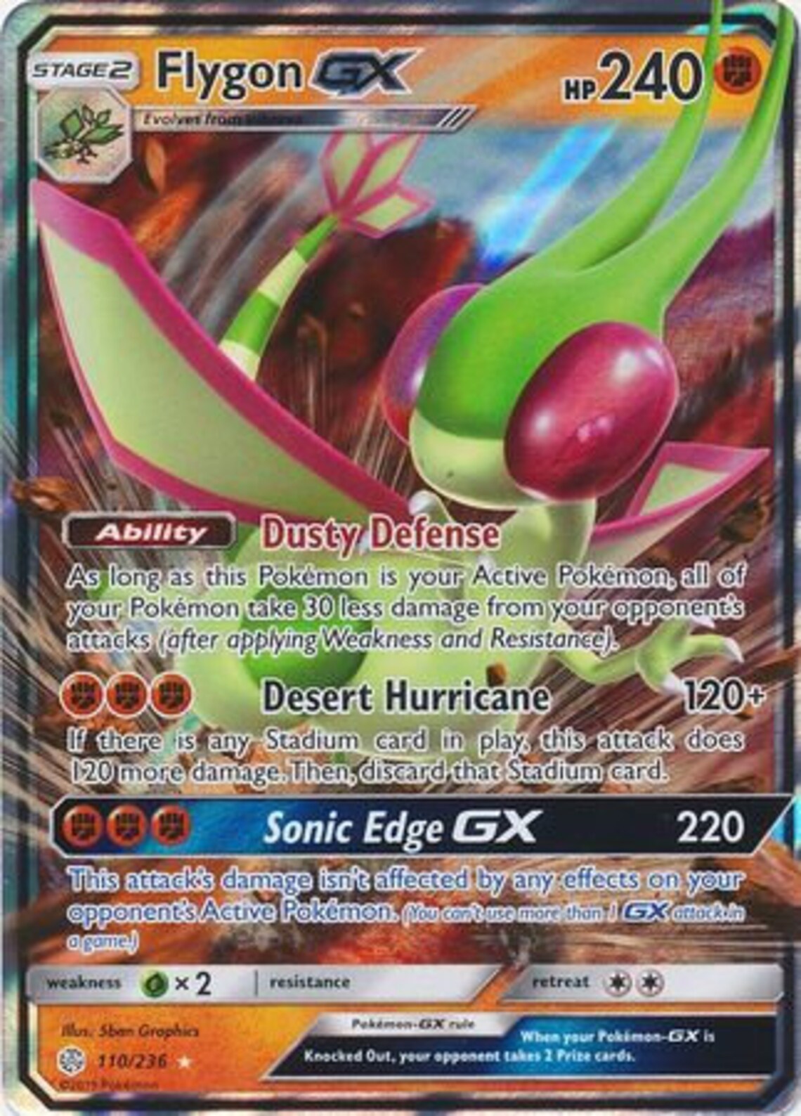 Flygon GX 110/236 Ultra Rare Sun & Moon: Cosmic Eclipse | Etsy