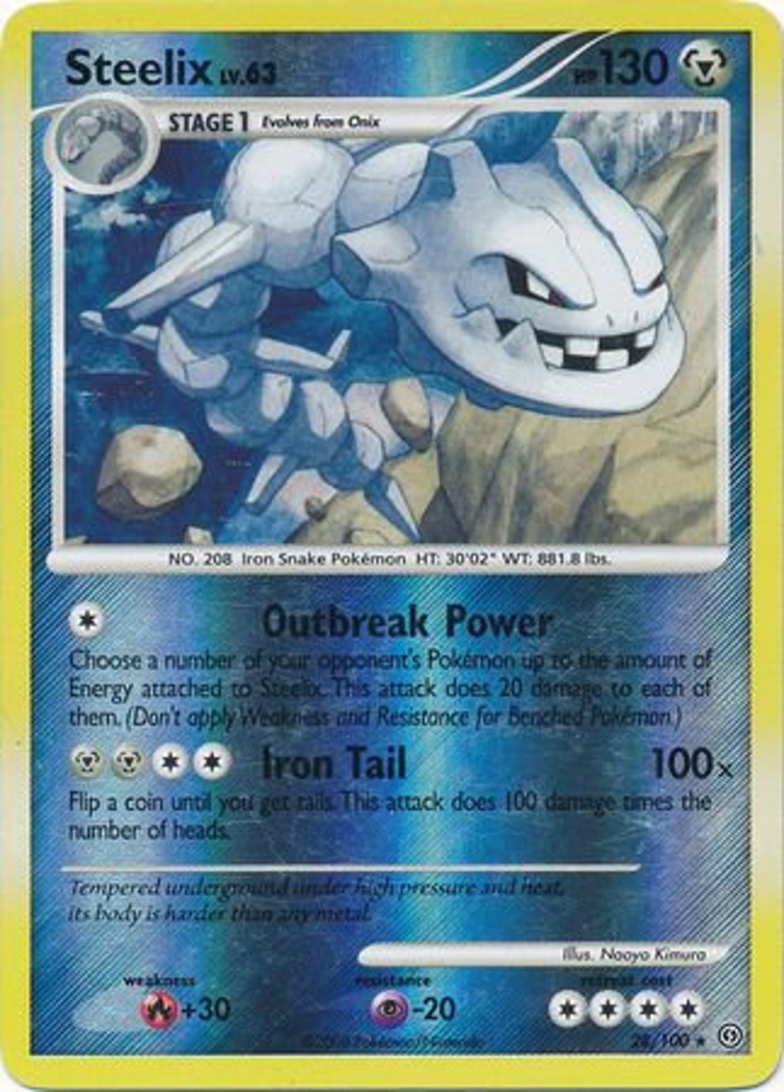 Steelix 28/100 Rare Reverse Holo Diamond & Pearl Etsy
