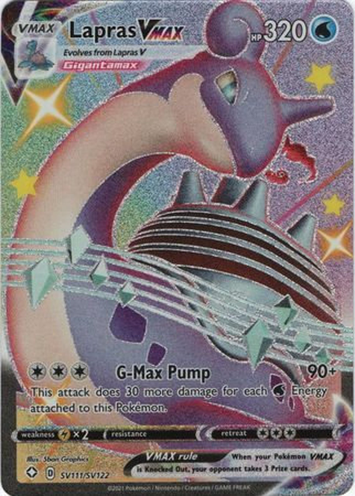 Lapras VMAX SV111/SV122 Shiny Rare Shining Fates Singles | Etsy