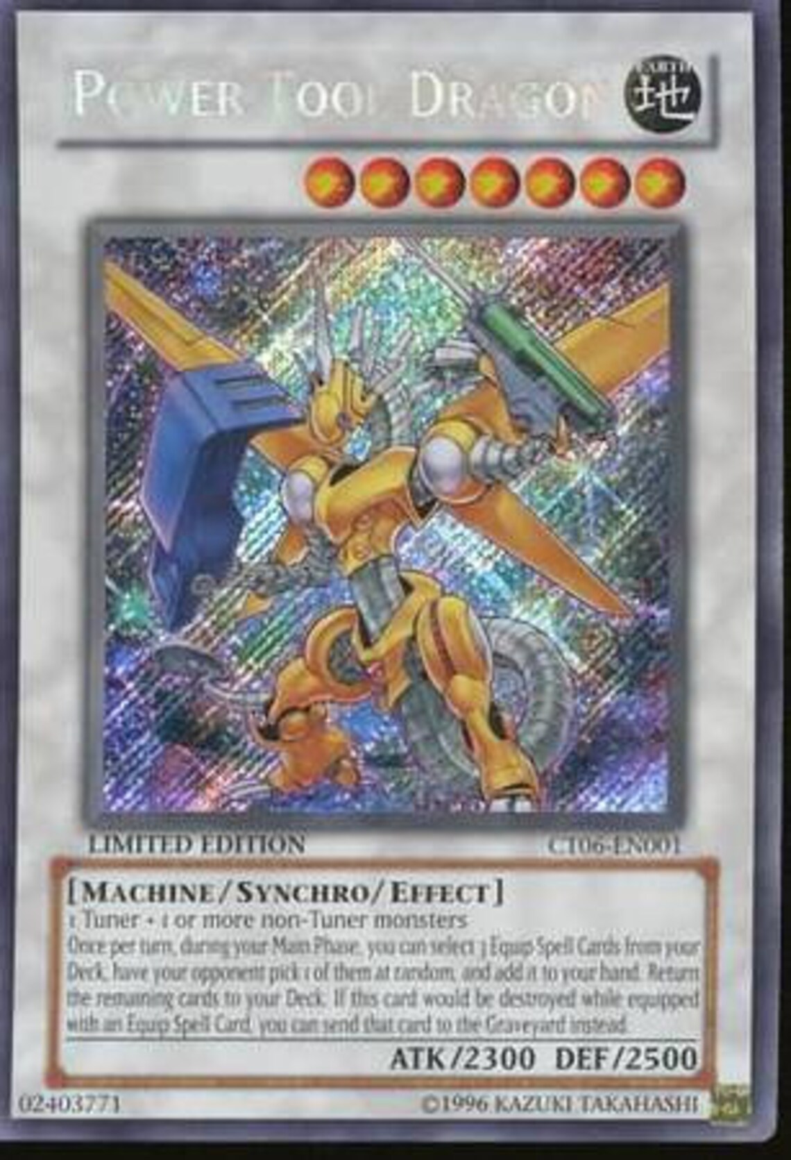 Power Tool Dragon CT06EN001 Secret Rare YuGiOh Promo Etsy