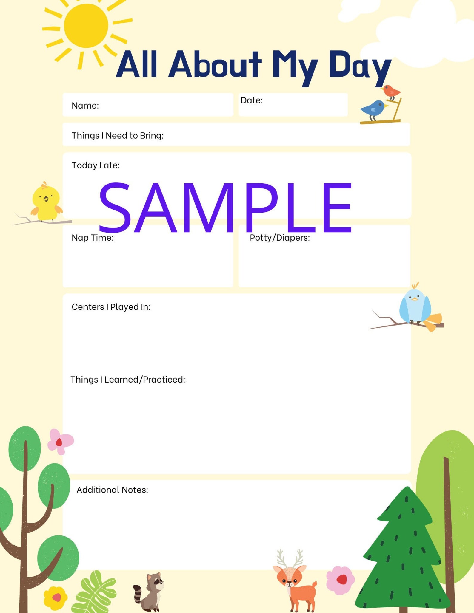 All About MY Day Preschool Daycare Printable TWO Different - Etsy España